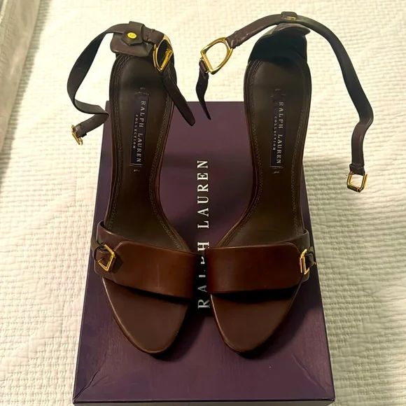Ralph Lauren Purple Label Palma Chocolate Leather Heel — Like New! - Picture 1 of 4